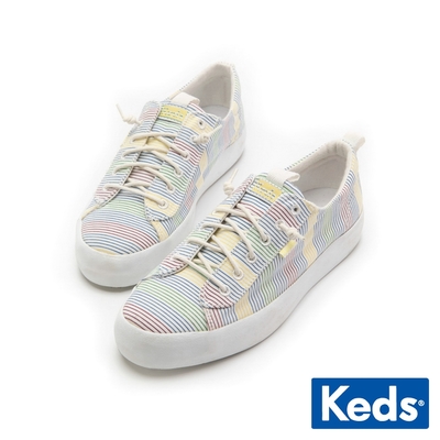 Keds KICKBACK 彩虹細線免綁帶休閒鞋-白 9223W123457