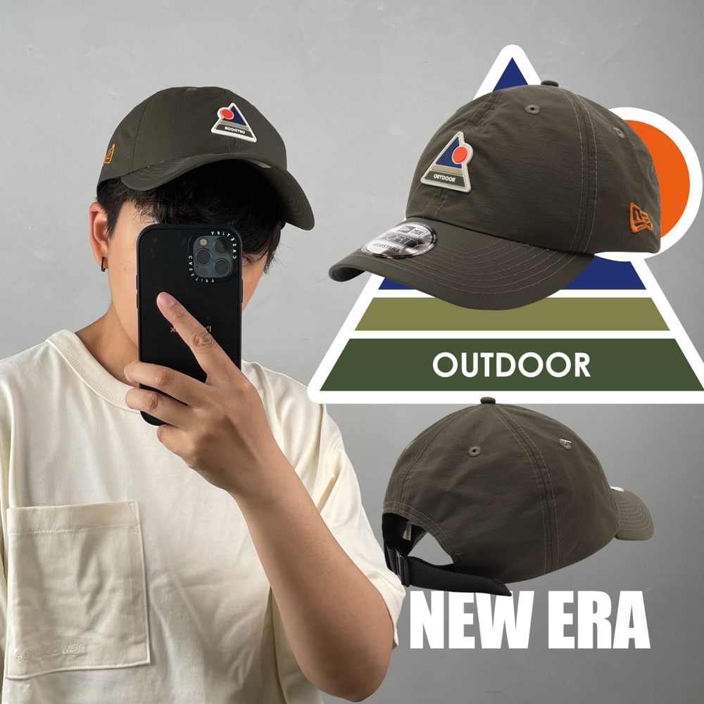 New Era 帽子 940UNST Outdoor Patch 綠 橘 男女款 棒球帽 老帽 戶外 尼龍 NE13549140