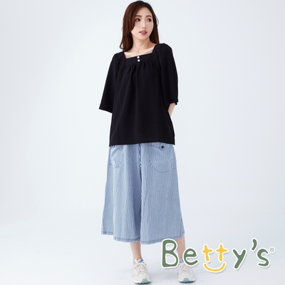 betty’s貝蒂思　鬆緊直條紋八分寬褲 (淺藍條紋)