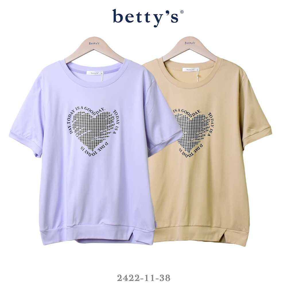 betty’s專櫃款　千鳥格紋愛心塗鴉短袖T-shirt(共二色)