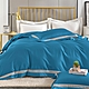 Betrise琉璃藍 典雅系列  特大 頂級300織精梳長絨棉素色鏤空四件式被套床包組(被套8*7呎) product thumbnail 1