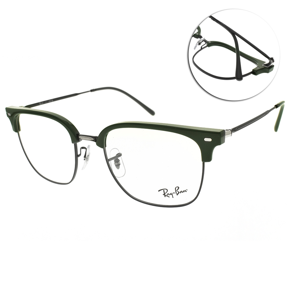 RayBan雷朋 木村拓哉代言同款 方框紳士眉框 光學眼鏡/綠#RB7216F 8208-53mm