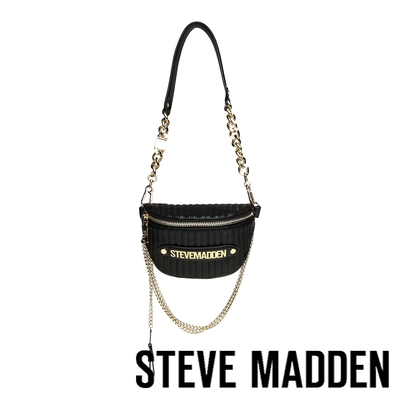 STEVE MADDEN-BISSY 休閒立體斜背腰包-黑色