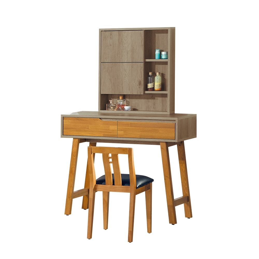 柏蒂家居-韋納3.2尺化妝桌/梳妝台(贈化妝椅)-97x40x147cm
