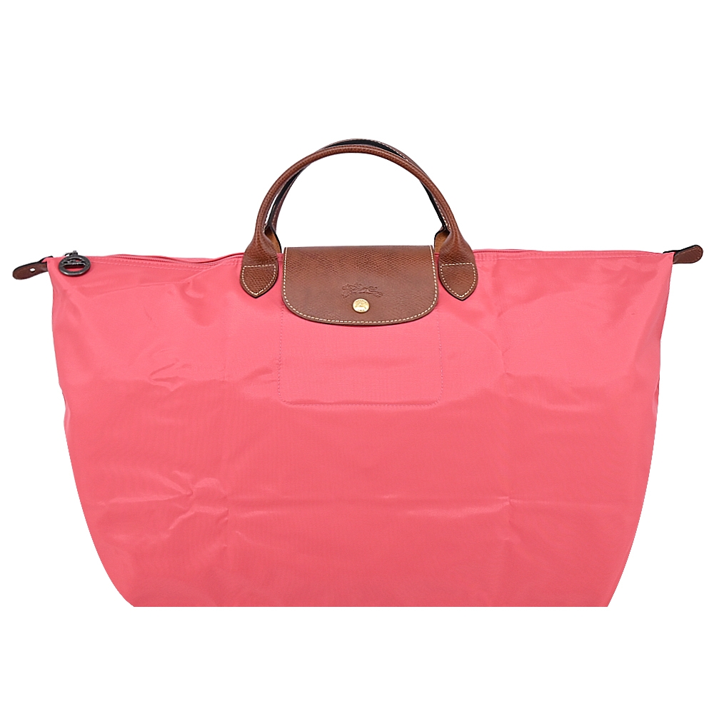 LONGCHAMP LE PLIAGE系列短把再生尼龍摺疊水餃旅行袋(小/石榴紅)LONGCHAMP