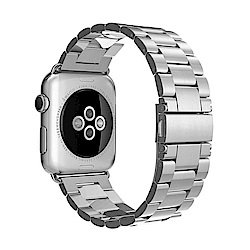 Apple Watch 不鏽鋼三珠蝶扣錶帶-贈拆錶器(星空銀-38mm)