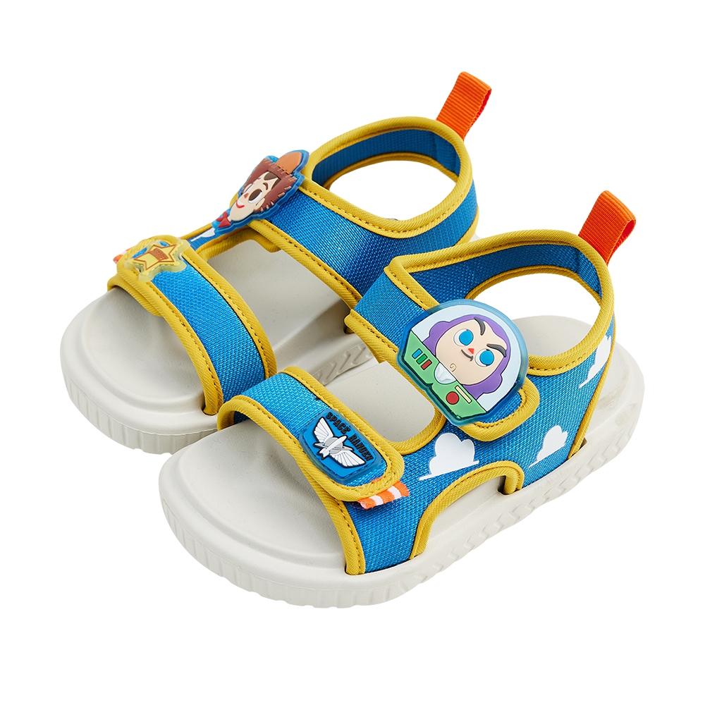 迪士尼童鞋 玩具總動員 胡迪與巴斯 造型雙魔鬼氈餅乾涼鞋-藍(柏睿鞋業)