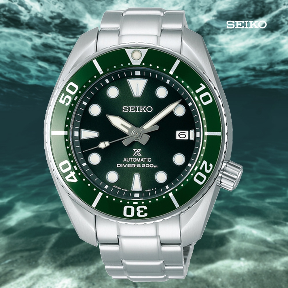 SEIKO 精工 PROSPEX DIVER SCUBA 200米潛水機械錶-45mm 綠色 SPB103J1/6R35-00A0G