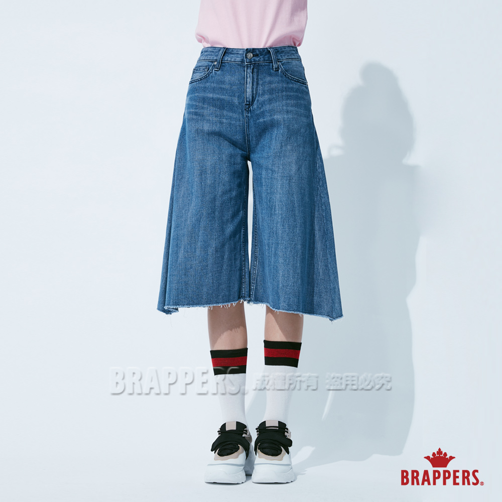 BRAPPERS 女款 新美腳 ROYAL系列-中腰褲口不收邊寬褲-淺藍