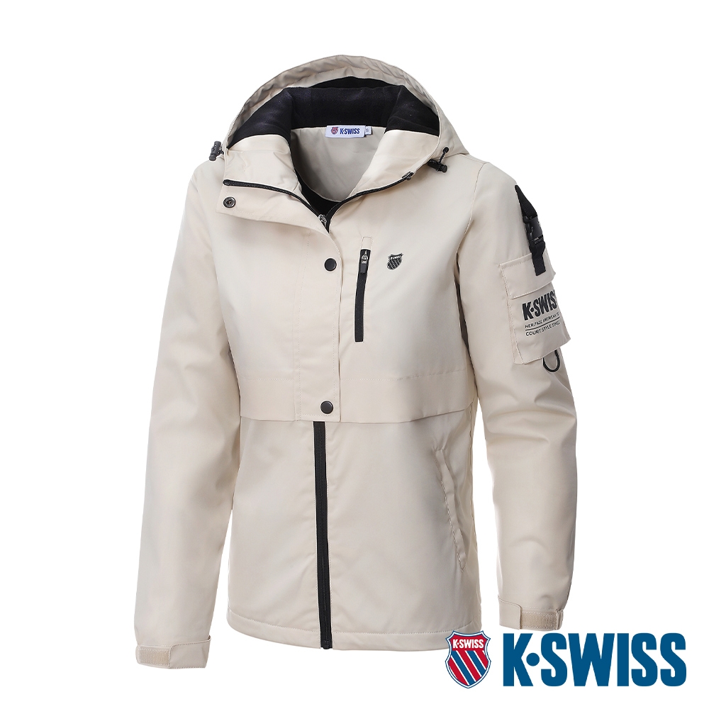 K-SWISS  Windbreaker 刷毛防風外套-女-米白