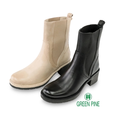 GREEN PINE寒流必穿經典羊皮切爾西靴粗跟女短靴共2色(10869831)