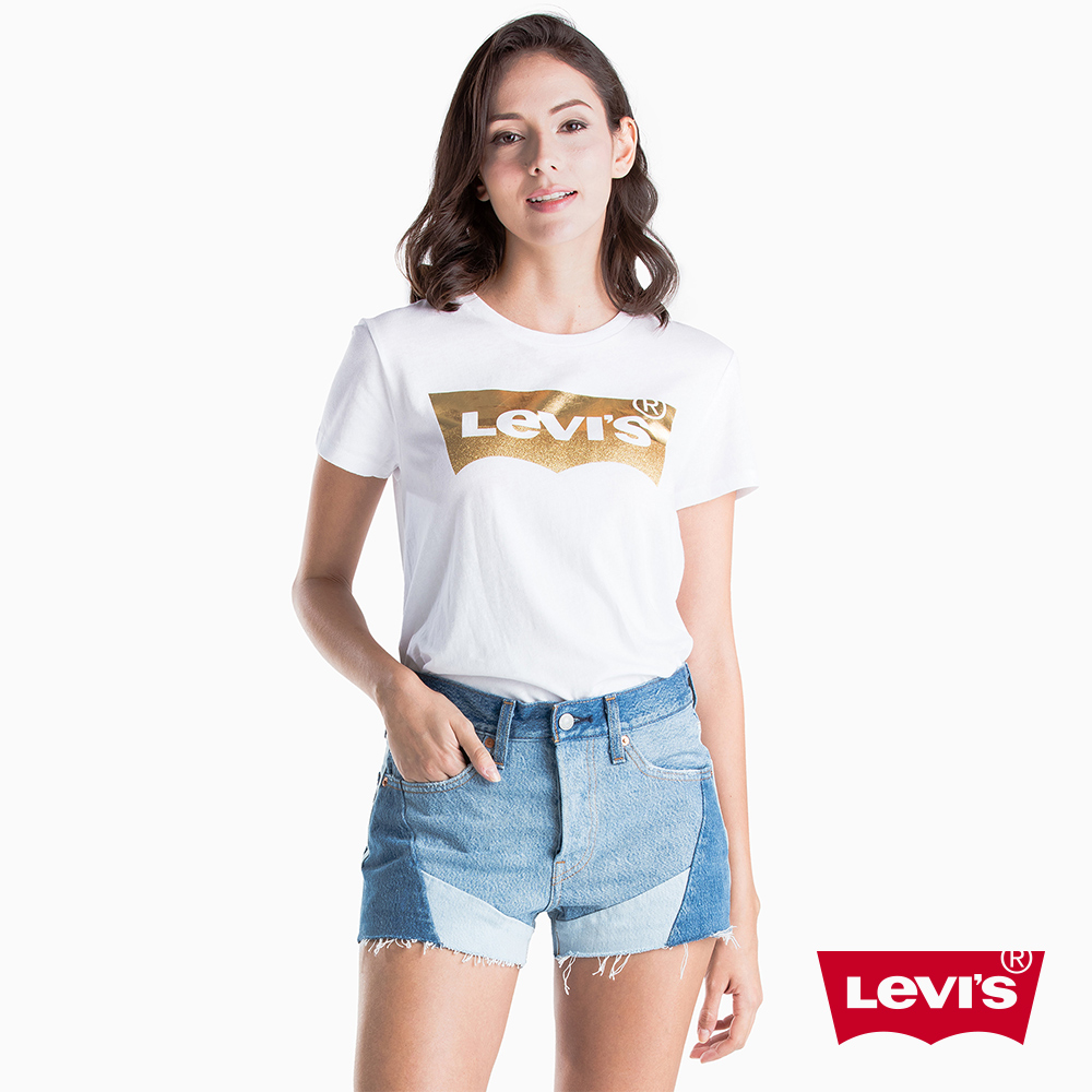 Levis 女款 短袖T恤 翻玩夏日Logo T 金蔥亮面拼接