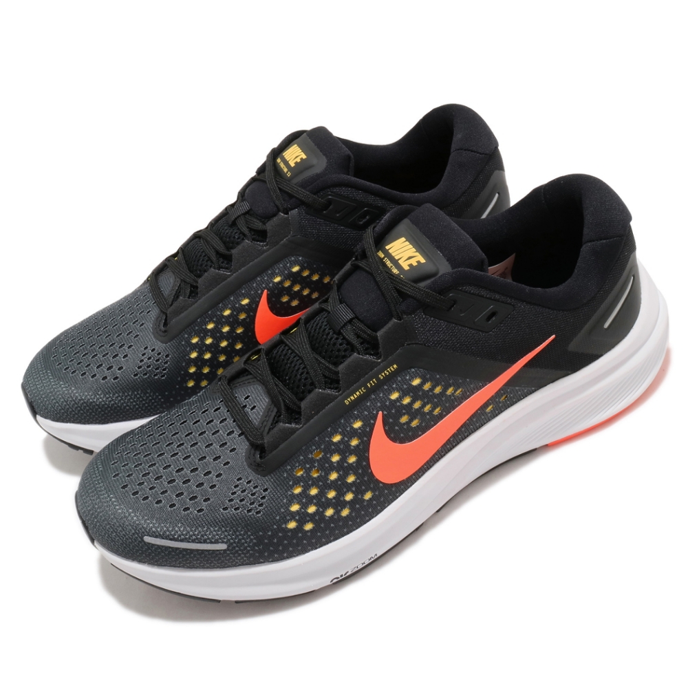 Nike 慢跑鞋 Zoom Structure 23 男鞋 氣墊 避震 路跑 運動 健身 球鞋 黑 橘 CZ6720006