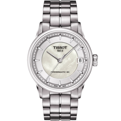 TISSOT 天梭 官方授權 T-Classic Luxury 珍珠貝機械腕錶 送禮首選-33mm T0862071111100