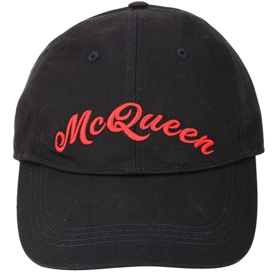 Alexander McQueen 字母刺繡棉質棒球帽(黑色)