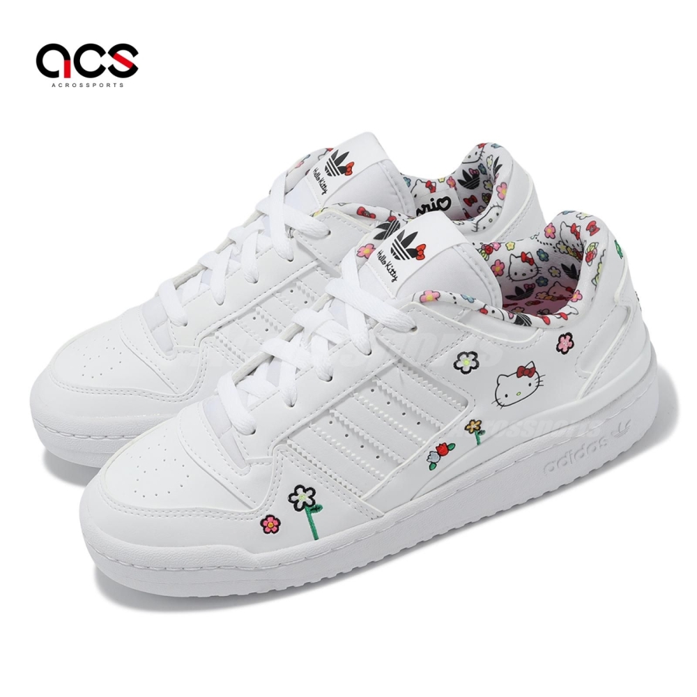 adidas x HELLO KITTY 休閒鞋 Forum Low J 大童 女鞋 白 皮革 凱蒂貓 愛迪達 IG0301