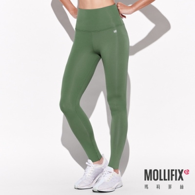 Mollifix 瑪莉菲絲 彈力修身高腰動塑褲 (森綠)瑜珈服、Legging 暢貨出清
