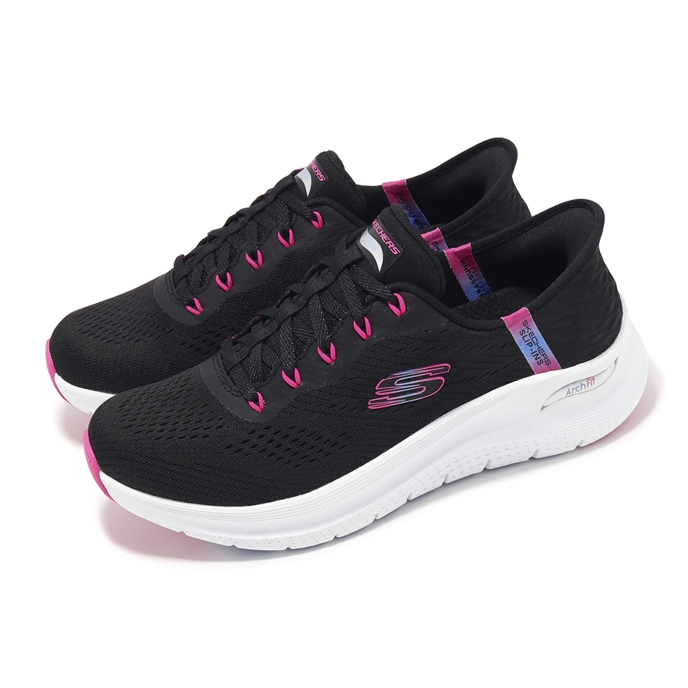 Skechers 休閒鞋 Arch Fit 2-Easy Chic Slip-Ins 女鞋 黑粉 厚底 套入式 150066WBKHP