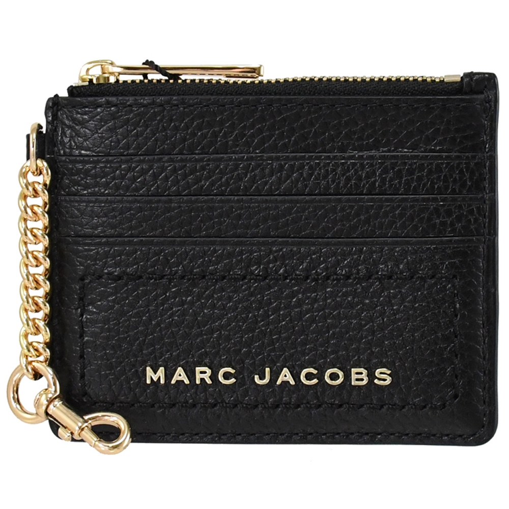 MARC JACOBS 金屬LOGO 6卡鑰匙釦環零錢包(黑)