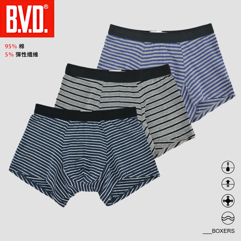 【BVD】彈性棉感透氣平口褲