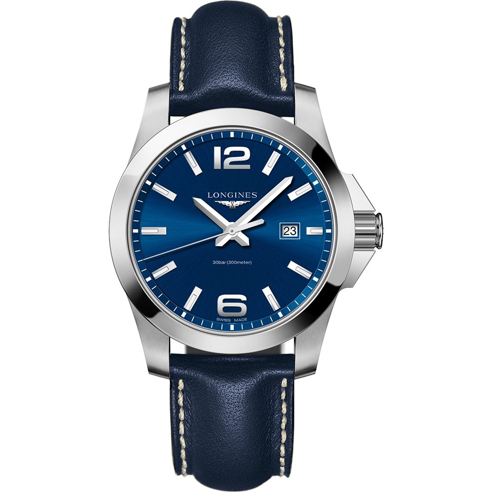 LONGINES 浪琴 官方授權 Conquest 300米石英手錶-藍/43mm L3.760.4.96.0