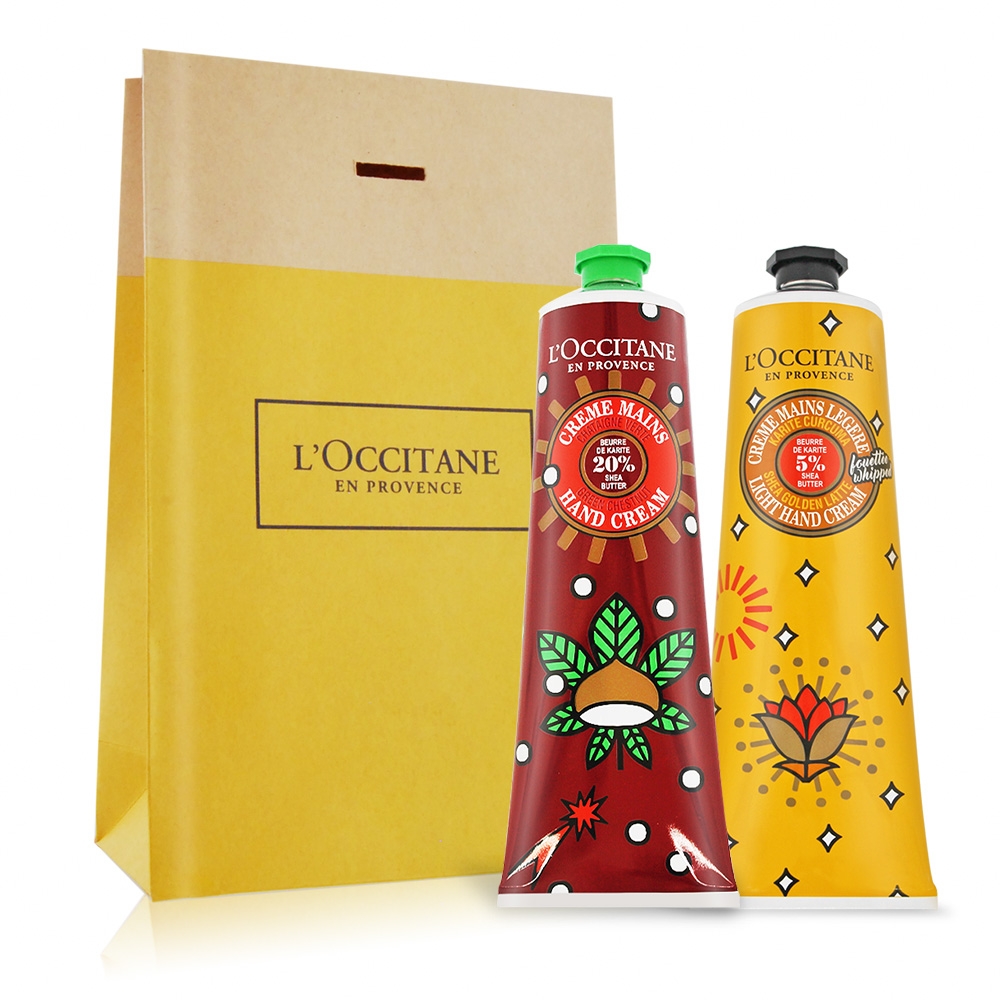 L'OCCITANE 歐舒丹 繽紛乳油木黃金拿鐵+蒙布朗護手霜150mlX2送禮袋