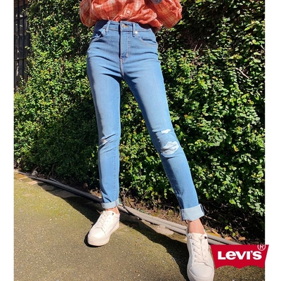 Levis 女款Revel高腰緊身提臀牛仔褲 超彈力塑形 破壞縫補 天絲棉