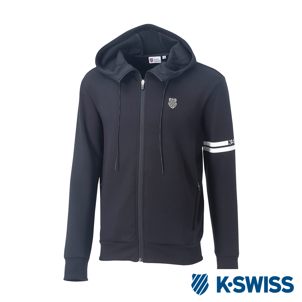 K-SWISS Hooded Sweat Zip up休閒連帽外套-男-黑