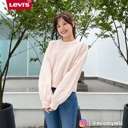 Levis 女款 寬鬆版氣球袖大學T / 淡粉