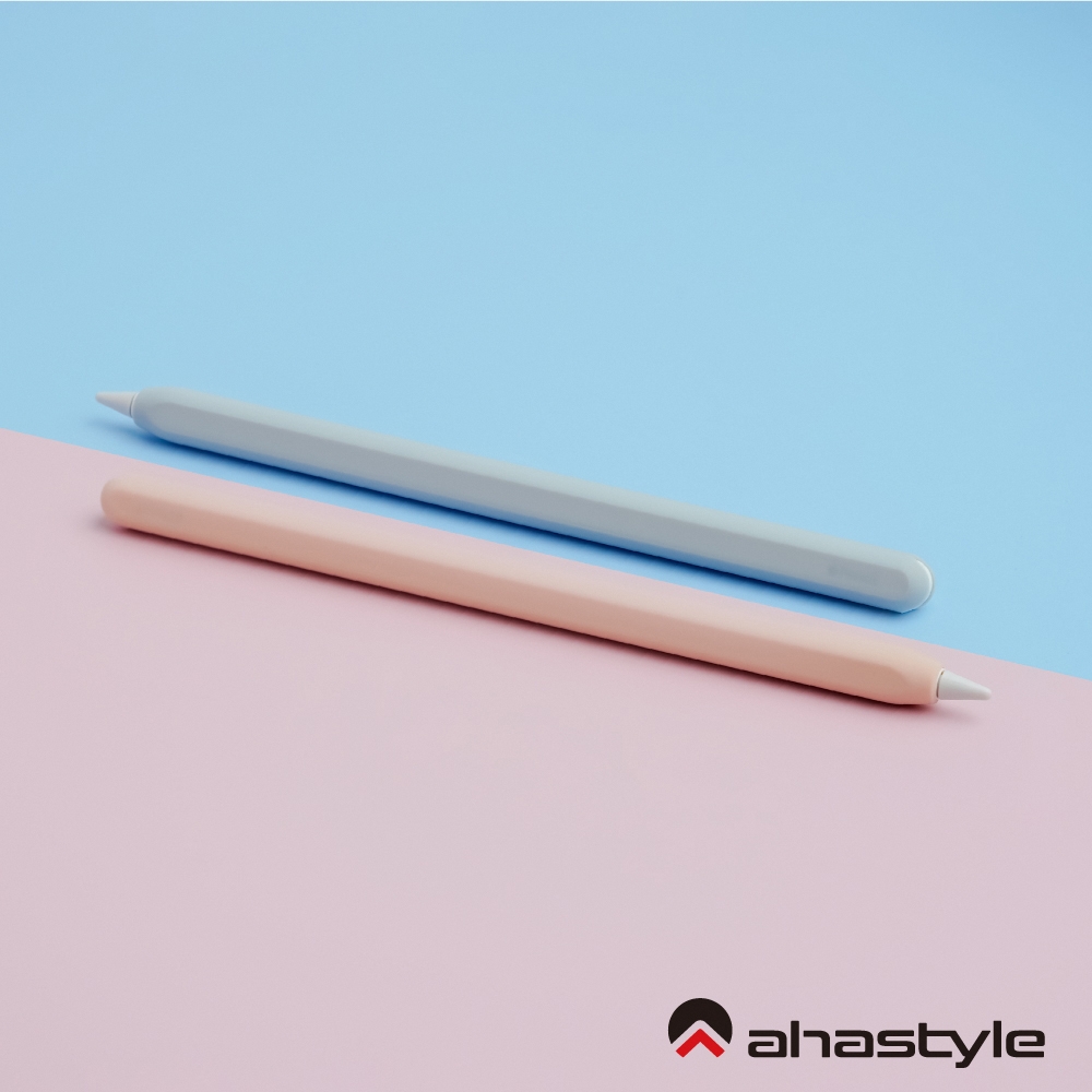 AHAStyle Apple Pencil 2代 筆套 超薄矽膠保護套 雙色2入 粉+淺藍