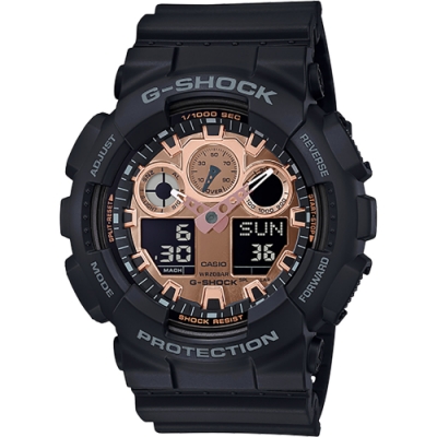 CASIO 卡西歐G-SHOCK 重機玫瑰金手錶 新春送禮 GA-100MMC-1A