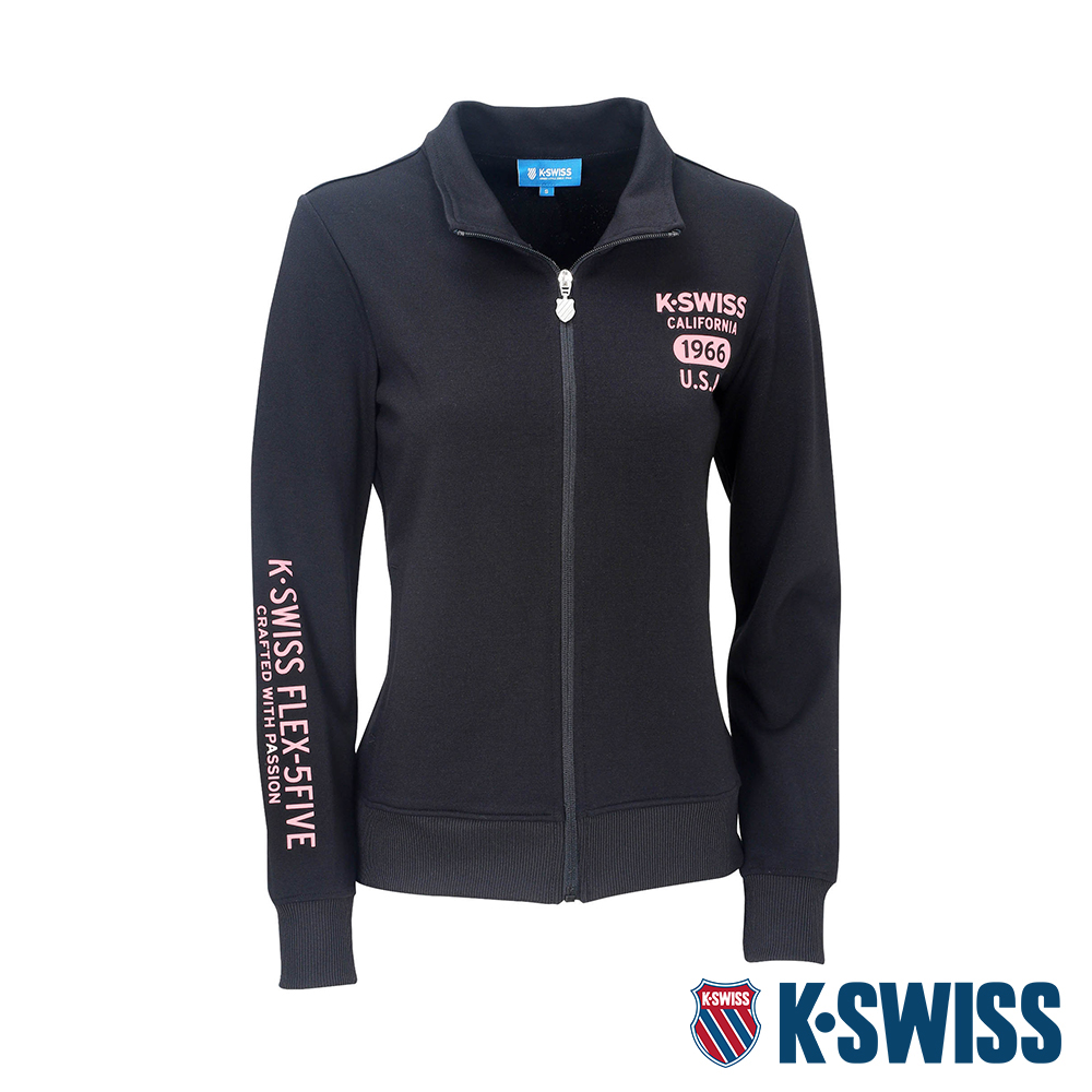 K-SWISS Solid Mock Neck Jacket運動外套-女-黑