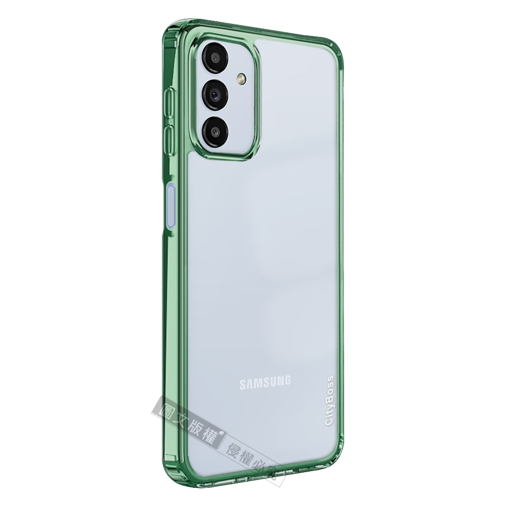 CITY晶鑽彩盾 三星 Samsung Galaxy A13 5G 抗發黃透明殼 氣囊軍規防摔殼 手機殼(森林綠)