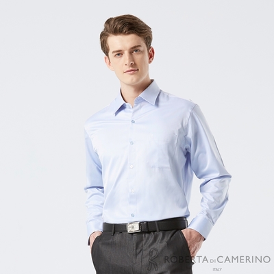 【ROBERTA 諾貝達】男裝 藍色長袖襯衫-易洗 速乾 好整理-土耳其素材 台灣製