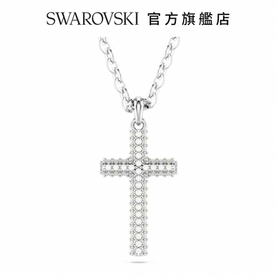 SWAROVSKI 施華洛世奇 Insigne 鏈墜 密鑲 十字架 白色 鍍白金色