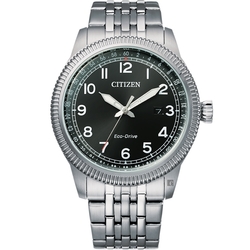 CITIZEN 星辰 光動能復古風紳士手錶 迎春好禮-銀x黑 BM7480-81E