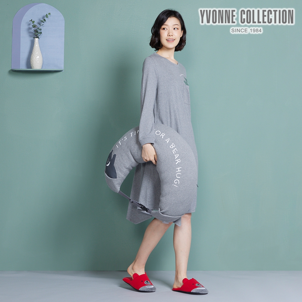 YVONNE COLLECTION 黑熊多功能抱枕- 岩石灰