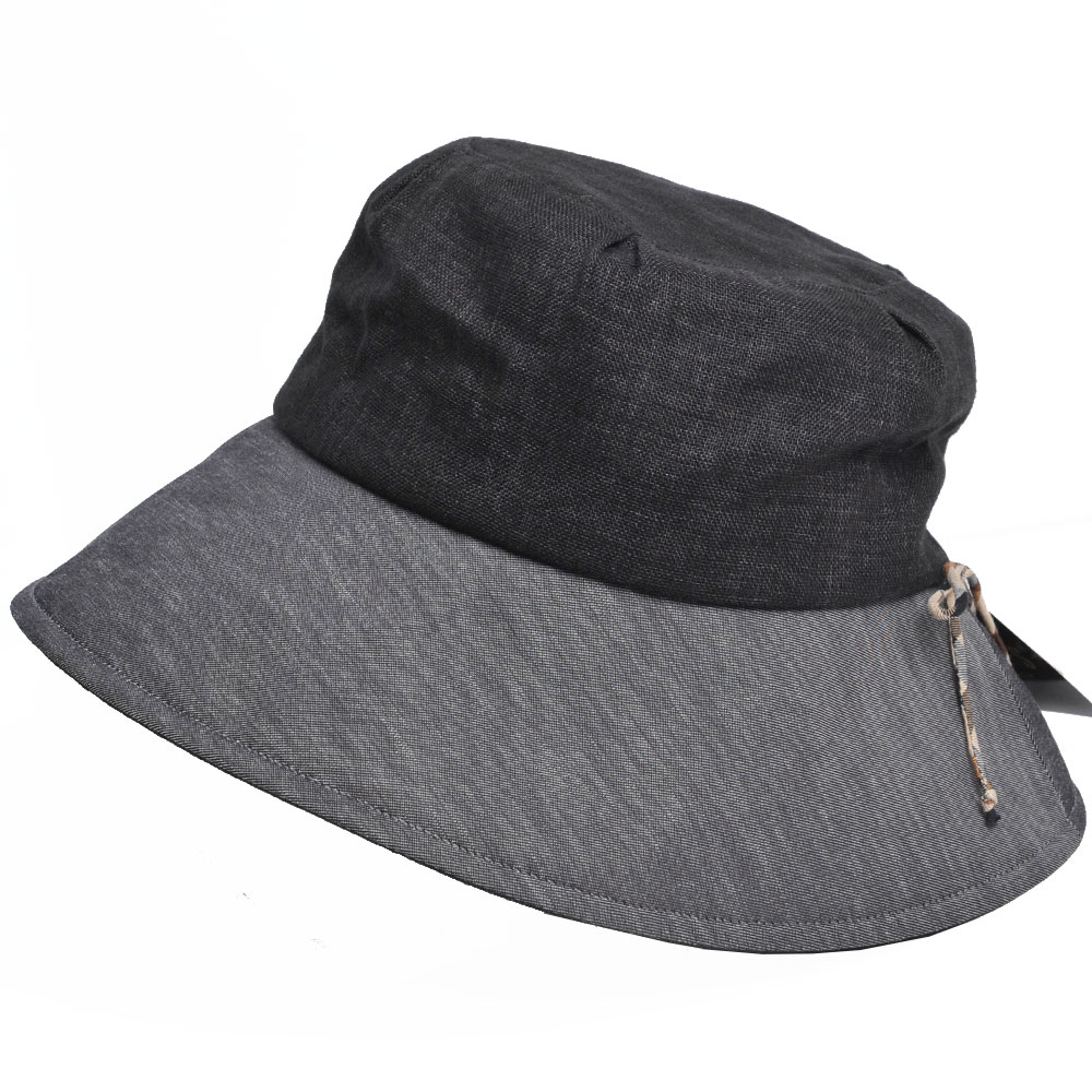 DAKS 日本製抗UV科技纖維格紋造型側邊蝴蝶結格紋LOGO造型帽(黑灰)