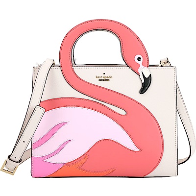 Kate Spade Flamingo Sam 紅鶴拼接防刮手提包(杏色)