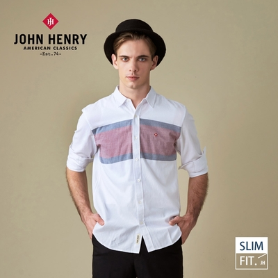 JOHN HENRY 獨特印花布料棉質襯衫