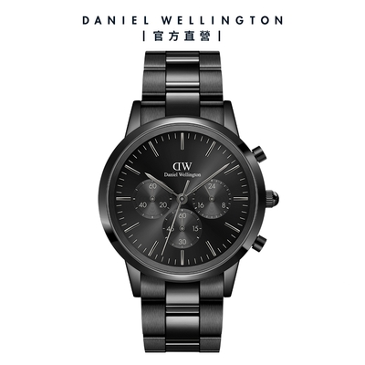 Daniel Wellington DW 手錶 Iconic Chronograph 42ｍｍ曜夜黑三眼精鋼錶黑錶盤 DW00100642