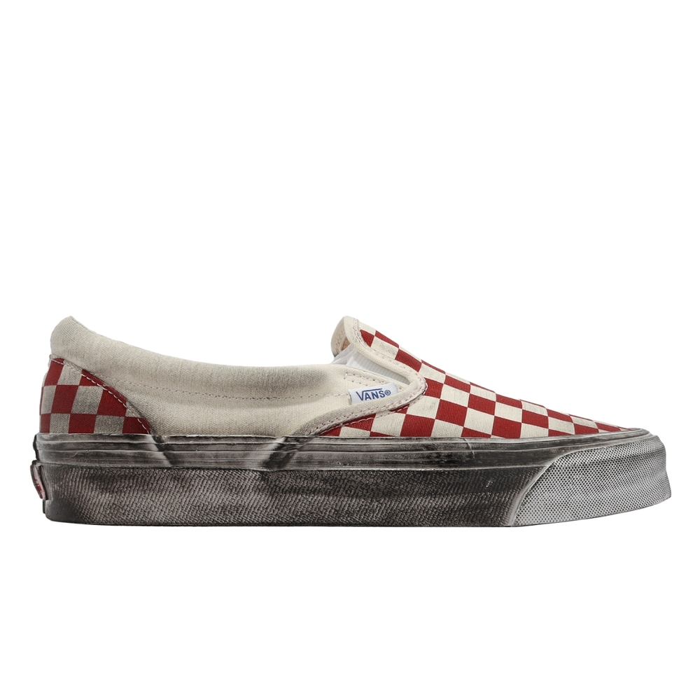 Vans 髒髒鞋OG Classic Slip-On LX Vault 男女鞋紅白棋盤格仿舊懶人鞋