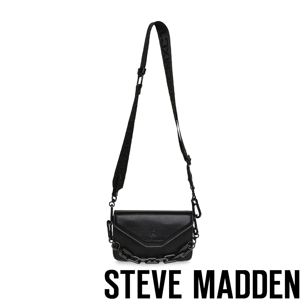 STEVE MADDEN-BHESSA 粗背鍊帶皮革信封包-黑色