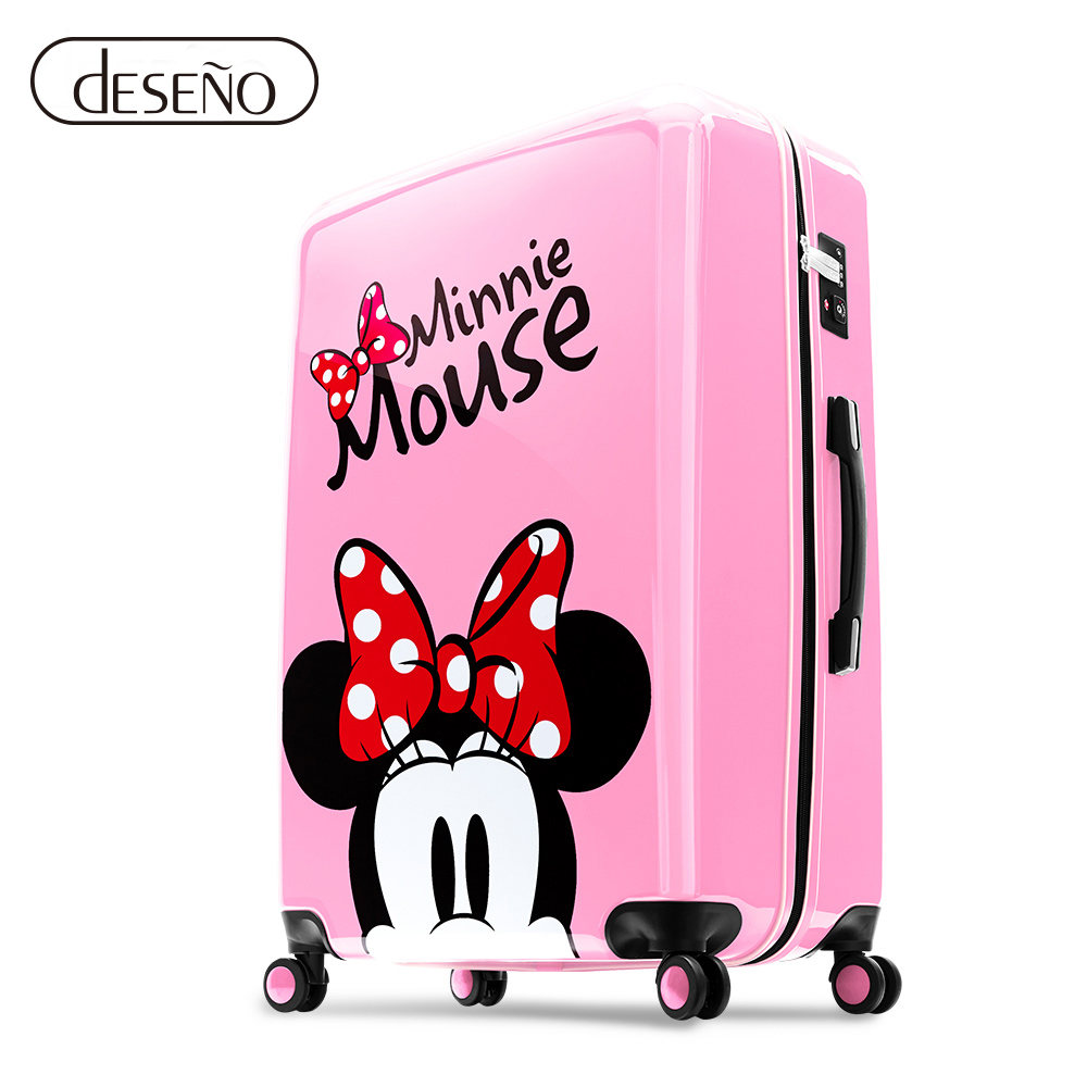 【Deseno 笛森諾】Disney 迪士尼 米奇奇幻之旅 24吋 PC鏡面拉鍊箱-櫻花粉