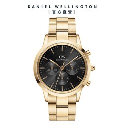 Daniel Wellington DW 手錶 Iconic Chronograph 42ｍｍ香檳金三眼精鋼錶黑錶盤 DW00100641