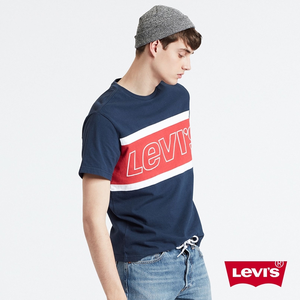 Levis 男款 短袖T恤 翻玩夏日Logo T 復古撞色拼接 字母Logo