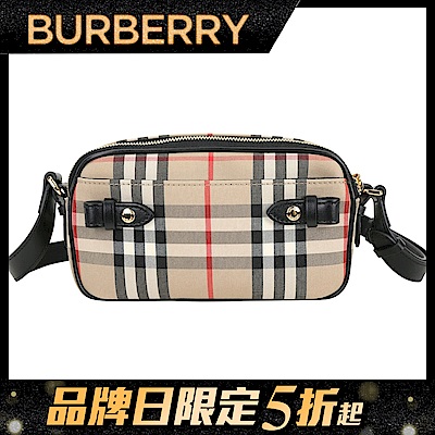 BURBERRY格紋小牛皮斜肩背/腰包