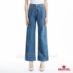 BRAPPERS 女款 Boy Friend Jeans系列-中高腰彈性寬版褲-深藍