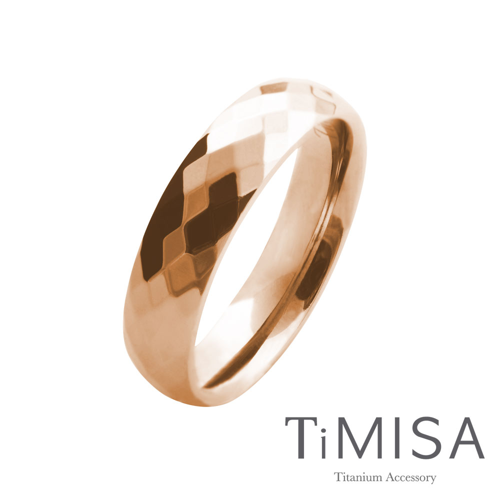 TiMISA《格緻真愛-寬版(玫瑰金)》純鈦戒指
