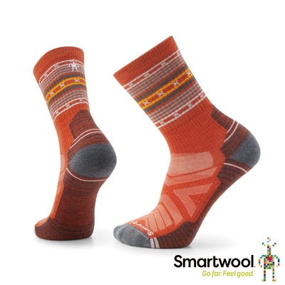官方直營 Smartwool 機能戶外全輕量減震條紋印花中長襪 沉橘 美麗諾羊毛襪 登山襪 保暖襪 除臭襪